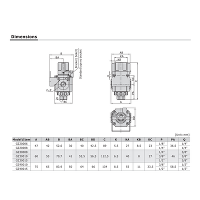 GZ40015JT AIRTAC SHUT-OFF VALVE GZ400 SERIES 1/2" NPT